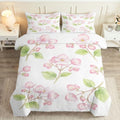 King Duvet Cover Set Soft Microfiber Plants Crabapple Blossoms