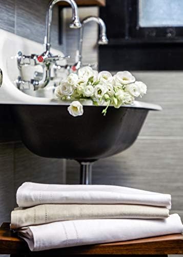 Solino Home 100% Pure Linen Hand Towels White, Bath 14 x 24 in, Set of