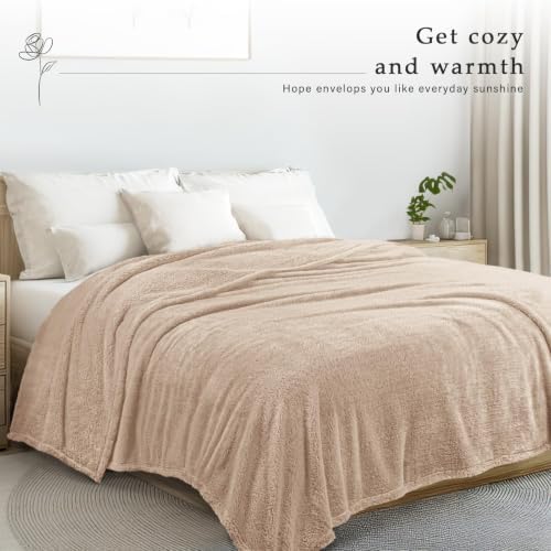 Exclusivo Mezcla Soft Plush Fleece King Size Bed Blanket, Camel