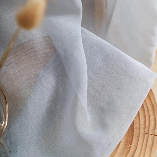 MYSTIC-HOME Sheer Curtains 63 Inch Length, Rod Pocket Voile Drapes for