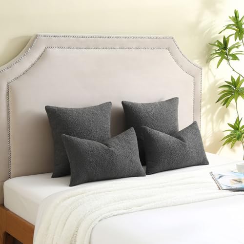 FUTEI Pack of 2 Boucle Textured Throw Pillow Covers 18x18 Inch, Dark