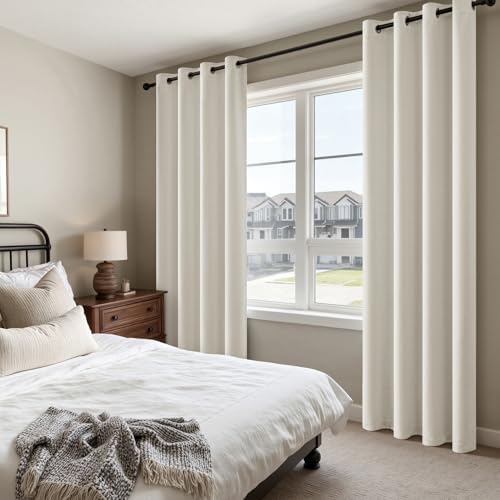 MIULEE Ivory Blackout Bedroom Curtains Drapes 84 Inch Long 52"x84"