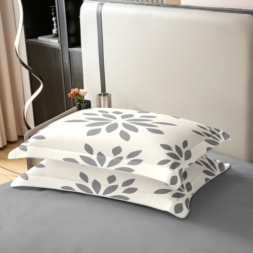 jejeloiu Farmhouse Modern Geometric Floral Duvet Cover 100% Cotton