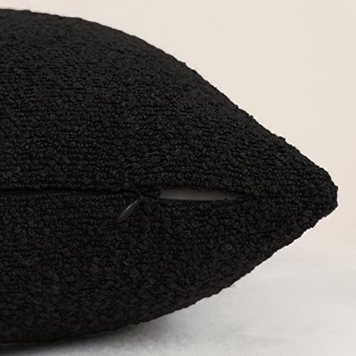 Jeneoo Black Decorative Square Thick Throw Pillow Covers Boucle Couch