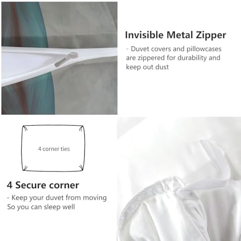 Duvet Cover Set Zipper Closure Gray Queen Quilt Cover Set Tropical