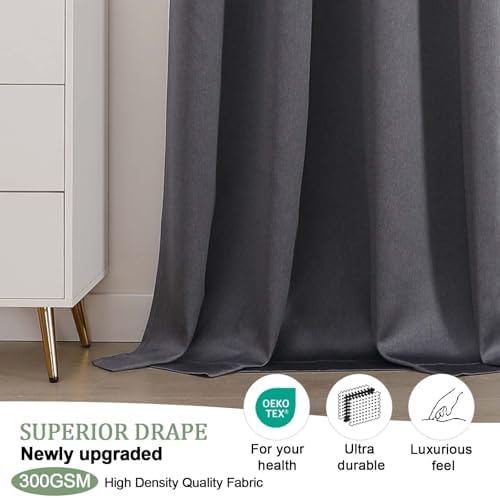 OWENIE Blackout Curtains 63 Inch Length 2 Panels for Bedroom Living