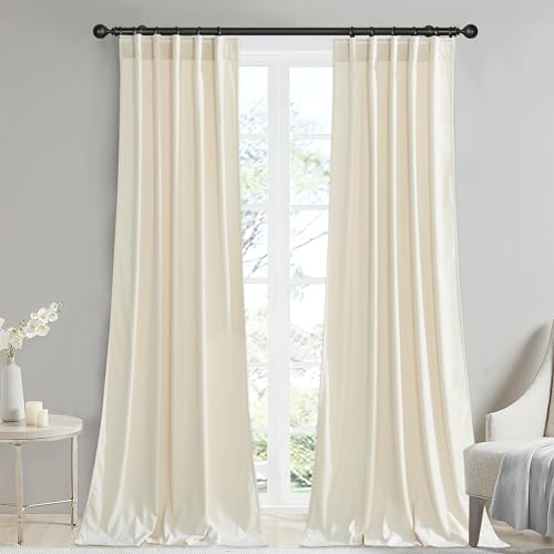 StangH Ivory White Velvet Curtains Back Tab for Nursery, W42 x L96