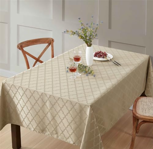 HLC.ME Modena Taupe Waterproof Rectangle Tablecloth, 52x70 Inches