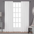 EXCLUSIVE HOME Belgian Textured Linen Look Jacquard Sheer Rod Pocket