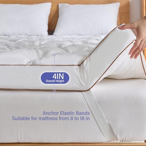 WhatsBedding 4 Inch Memory Foam Mattress Topper Queen for Back Pain
