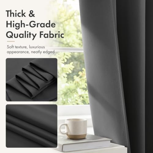 MIULEE Gray Blackout Curtains 63 Inch Length for Bedroom Set of 4