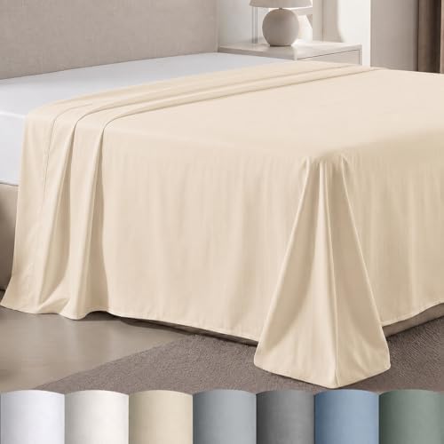 Luxury 100% Egyptian Cotton Olympic Queen Size 1PC Flat Sheet Only