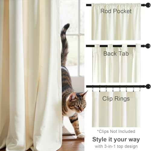 Lazzzy Ivory Velvet Extra Long Curtains 108 Inches Long Light