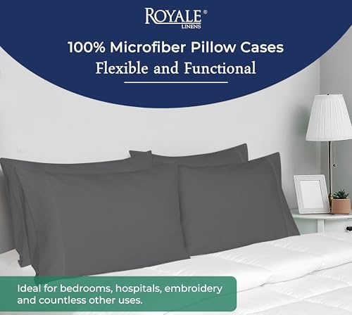 Royale Linens Grey Pillowcase Set of 12 - Queen 20"x30" Bed Pillow