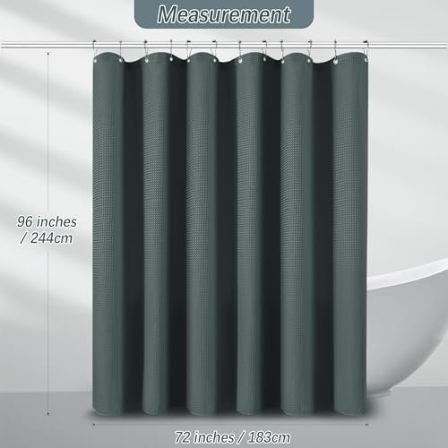 Extra Long Shower Curtain, 96 Inch Long Waffle Weave Heavy Duty Thick