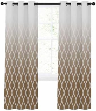 Blackout Curtains Room Darkening Drapes, Brown Modern Simple Geometric