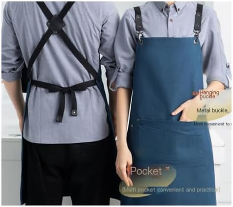 1 Piece Chef Apron For Men And Women With Large Pockets, Cotton Canvas