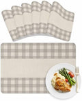 Rectangle Placemat Set of 6 Gray Buffalo Check on Retro Linen Faux