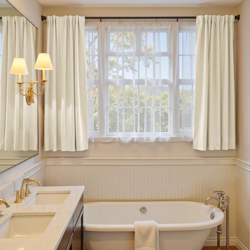 Lazzzy Ivory Velvet Curtains 63 Inch Length Drapes for Living Room
