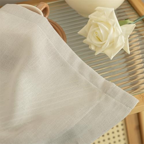 Beige Semi Sheer Linen Curtains 63 inch Long, Light Filtering Window