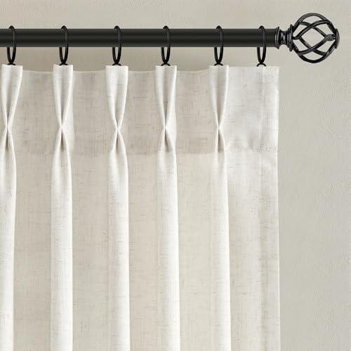 Nanspring Pinch Pleated Linen Curtains 84 Inch Length 2 Panels for