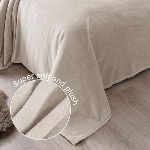Exclusivo Mezcla Soft Fleece Blanket Cal King Size for Bed, Camel