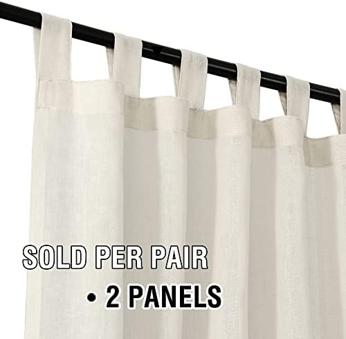 Linen Blended Sheer Curtains Tab Top Light Filtering Elegant Curtains