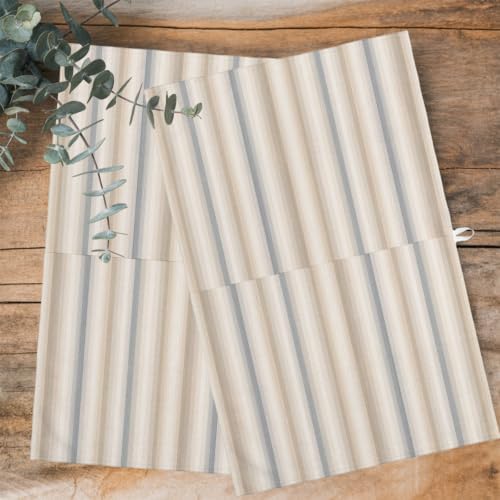 Brown Gray Striped Kitchen Towels Set of 3, Water Absorbent Dish