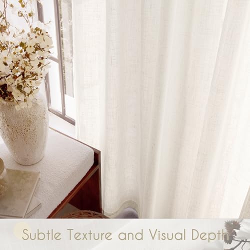 Extra Long 120 inch Curtains Linen Blend for Living Room Back Tab
