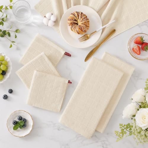 Kitinjoy 100% Cotton Terry Kitchen Dish Cloths, 12”x 12”, 8-Pack