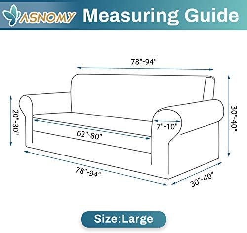 Asnomy Stretch Couch Covers for Sofa Washable, 3 Cushion