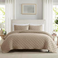WDCOZY Beige Cloud King Size Quilt Set, Tan Lightweight Farmhouse