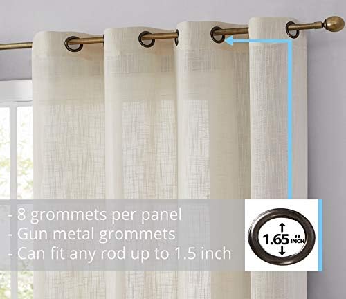 HLC.ME Abbey Faux Linen Textured Semi Sheer Privacy Light Filtering