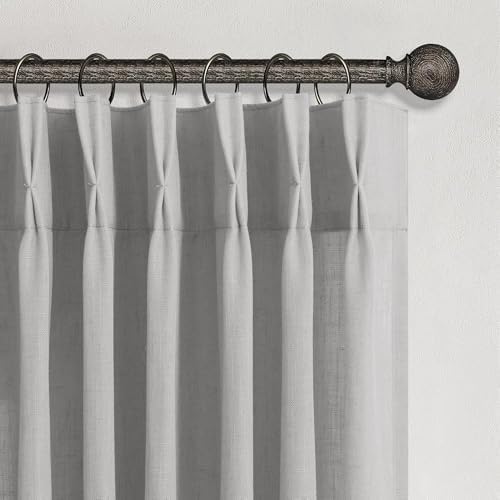 Light Grey Pinch Pleat Curtains 108 Inches Long for Living Room 2