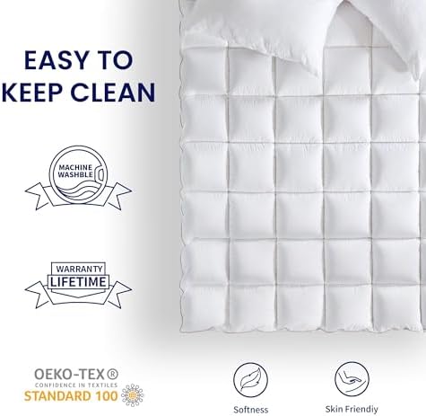 SLEEP ZONE Queen Cotton Mattress Topper, Ultra Fluffy Soft Mattress
