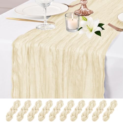 10 Pack Ivory Table Runner 17 x 108inch Cheesecloth Table Runner