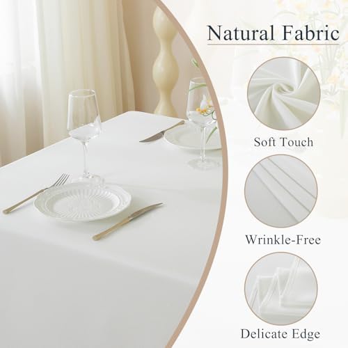 JIALE White Table Cloth Square Tablecloth 60 x 60 Inches Spill-Proof