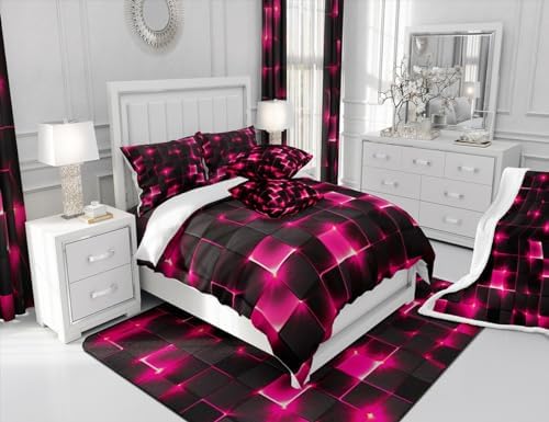 Castle Fairy Geometric Duvet Cover Queen Size,3D Abstract Modern