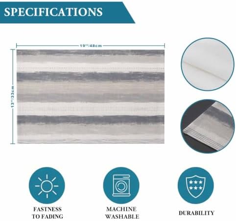 Farmhouse Stripes Placemats Set of 6, Cotton Linen Fabric Place Mats