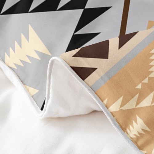 jejeloiu Boho Duvet Cover 100% Cotton Queen Size Aztec Bedding Set for