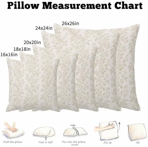 Throw Pillow Covers, Gray Farmhouse Leaves Decorative Throw Pillow