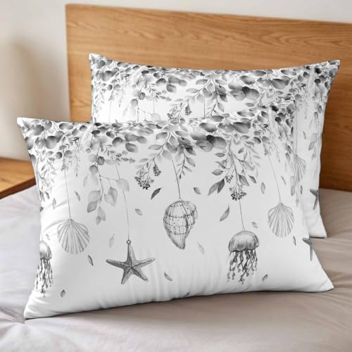 3 Pieces Duvet Cover Starfish Shell Leaves Luxury Soft Comforter Cover