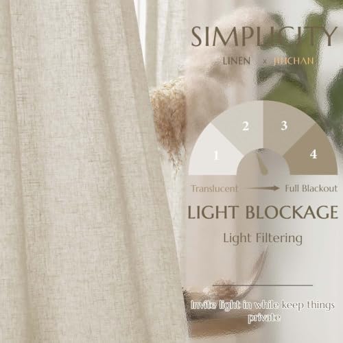 jinchan Lined Linen Curtains Light Filtering Back Tab 50x108 Inch 2