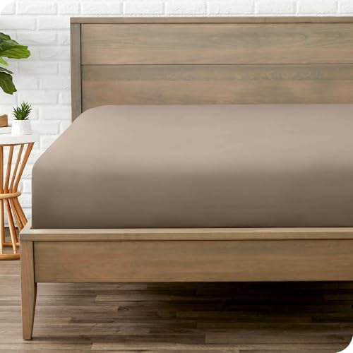 Luxury 1 pc Fitted Sheet Twin Size – Taupe, 15" Deep Pocket 100% Pima