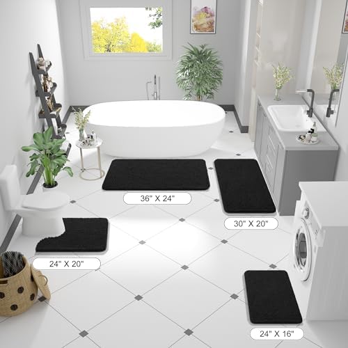 OLANLY Chenille Bath Mat and Bathroom Rugs Sets 2 Piece, Bath Mat Size