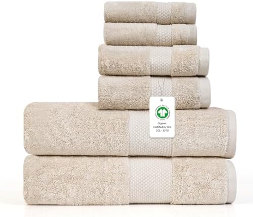6 Piece Bath Towel Set, 630 GSM Absorbent Cotton Bath Towels Set