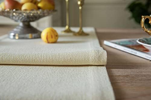 ZeeMart Burlap Style Farmhouse Table Runner, 14x90 Inches Cream