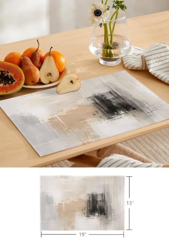 Brown Black Abstract Table Mats Set of 6 with Table Runner 90 Inches