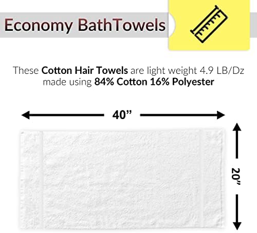 GOLD TEXTILES 36 Pack White Small Bath Towels 20x40 Inches - Cotton