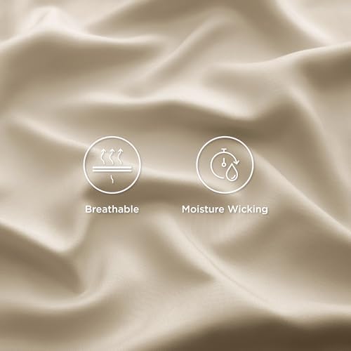 Bedsure King Size Beige Cooling Sheet Set and Boho Duvet Cover Set